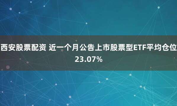 西安股票配资 近一个月公告上市股票型ETF平均仓位23.07%