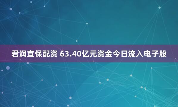 君润宜保配资 63.40亿元资金今日流入电子股